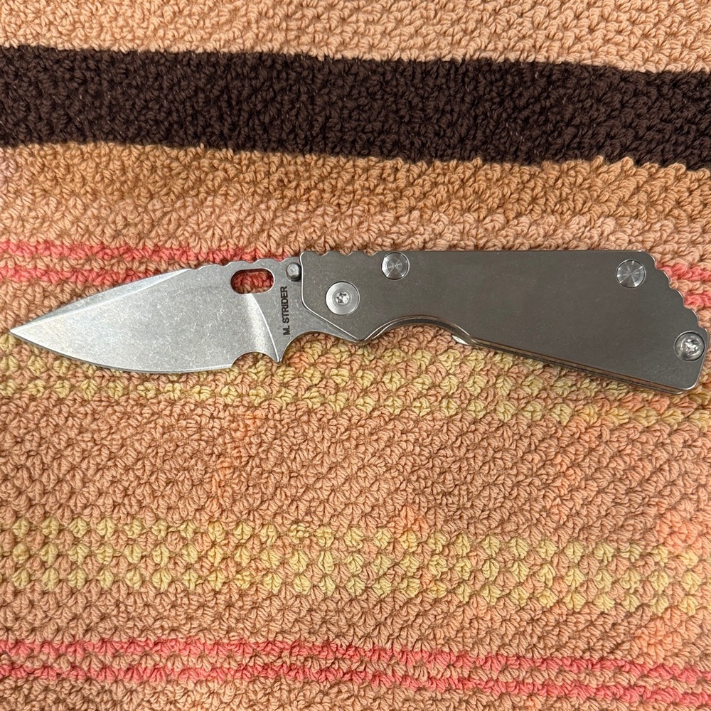 M. Strider PT Folding Knife Stone washed titanium handle